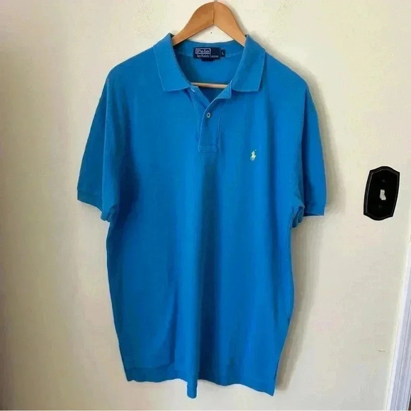 Polo Ralph Lauren Blue Men's Short Sleeve Polo Shirt Size L 100% Cotton - Picture 1 of 5